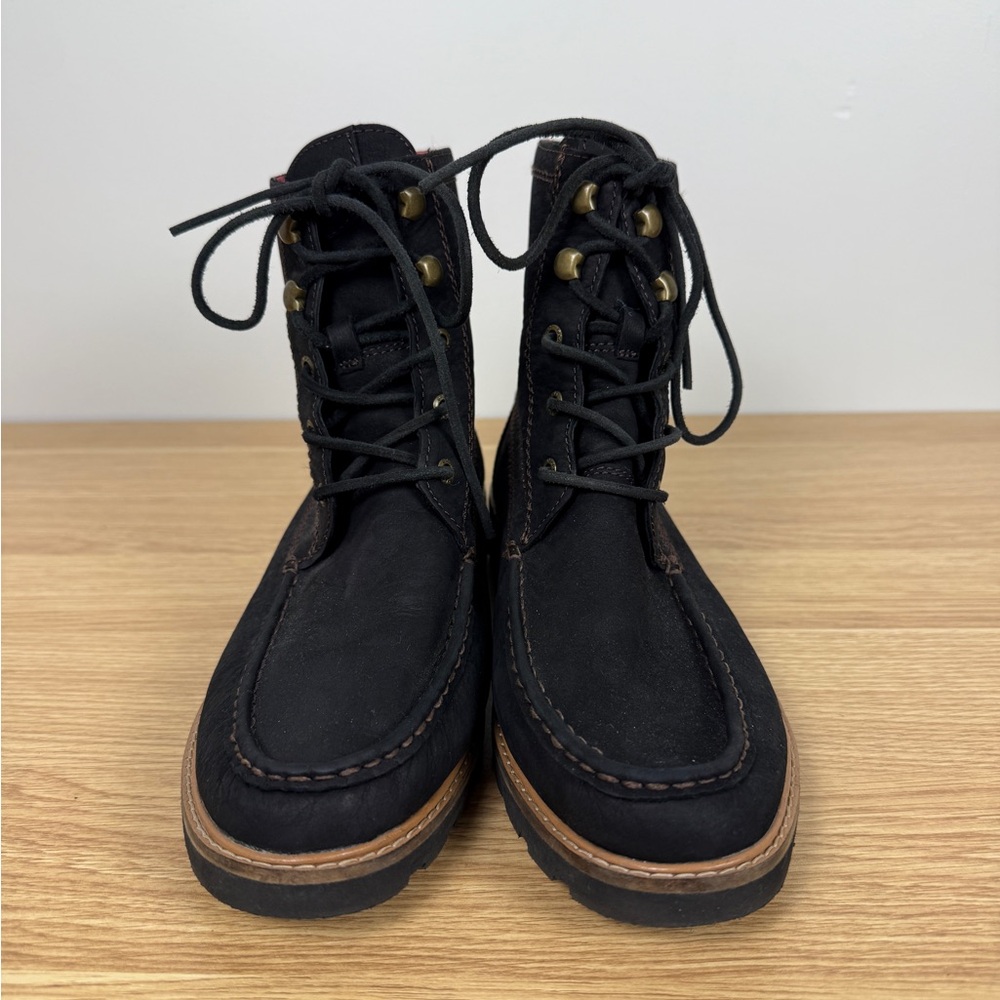 Sperry Women’s A/O Lug Chukka Ankle Boots Black Lace-Up Red Plaid Lining - Picture 4 of 7